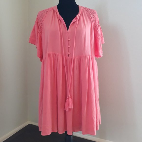 Coral Tassel Summer dress w/pockets - Picture 1 of 6